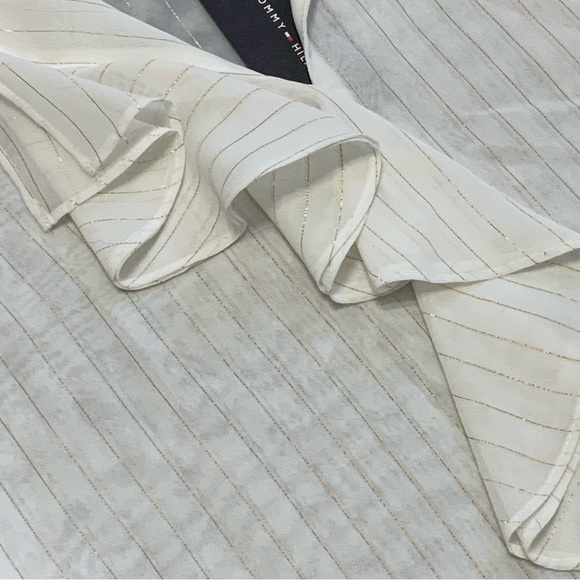 Tommy Hilfiger Metallic Shimmer Ruffle Front Blouse - Picture 14 of 14